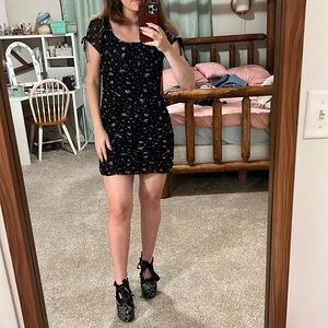 Short Black Flower Dress